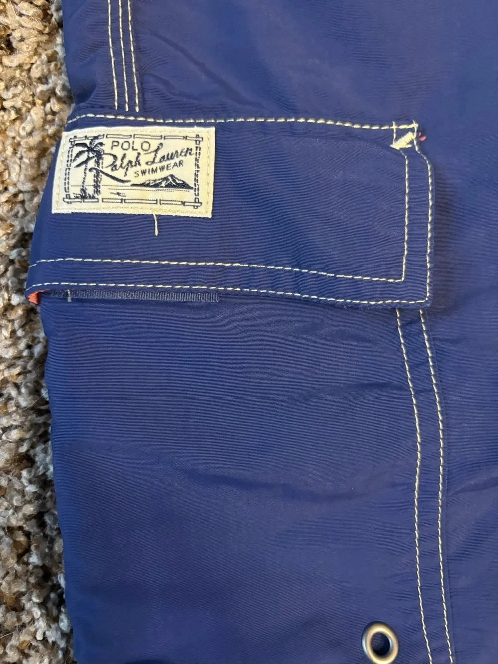 Polo by Ralph Lauren Blue Men's Swim Trunks Board Shorts Pink Pony Logo Size XL